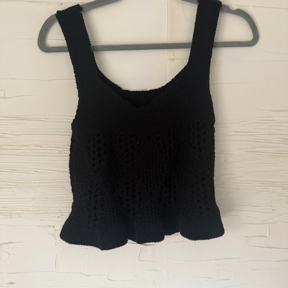 ZARA Knit Cropped Tank | Size Large | Black - Picture 2 of 6